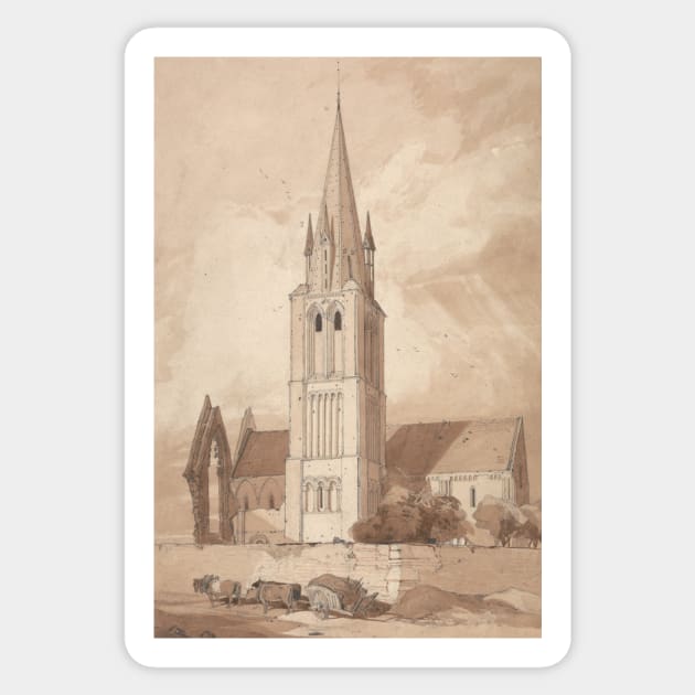 Douvres Church, Normandy by John Sell Cotman Sticker by Classic Art Stall